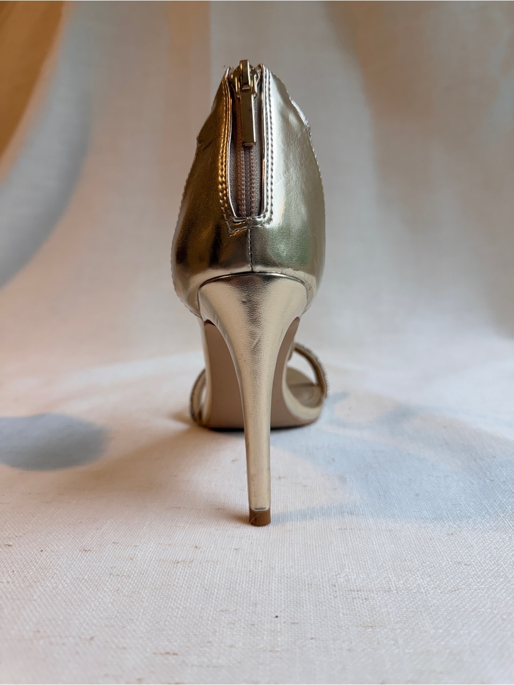 Steve Madden Faylinn 8.5 Gold Rhinestone Strappy Stiletto Heels - Picture 4 of 10